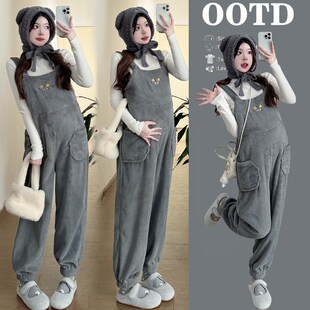 孕妇装秋冬装2024新款背带裤打底上衣两件套冬季时尚显瘦休闲套装