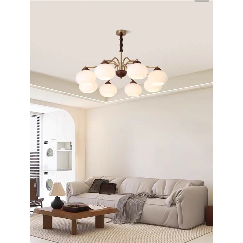 法式复古客厅吊灯创意柿子玻璃灯具中古奶油侘寂风书房餐厅卧室灯