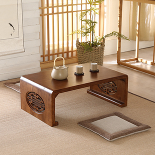 日式榻榻米茶几实木炕桌阳台轻奢禅意茶桌地台矮桌飘窗桌子小户型