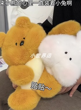 可爱玩偶熊兔反转公仔毛绒玩具辛安小B熊和a兔熊兔夫妇毛绒玩偶