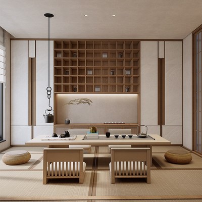 黑胡桃木实木新中式茶桌椅组合禅意功夫泡茶台现代简约桌榻榻米