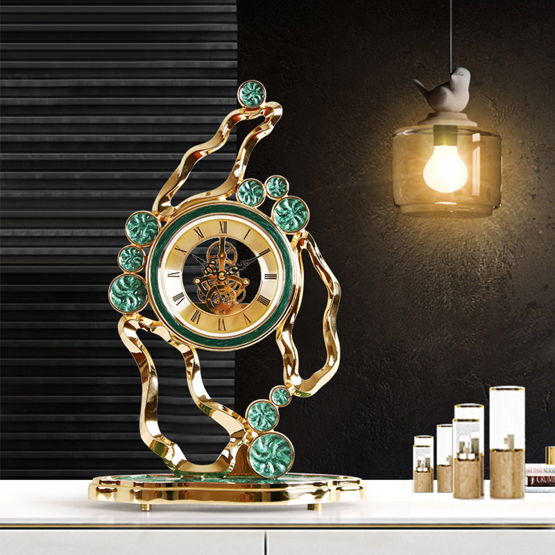 轻奢钟表摆件客厅家用时尚北欧摆设时钟美式桌面摆台式座钟石英钟