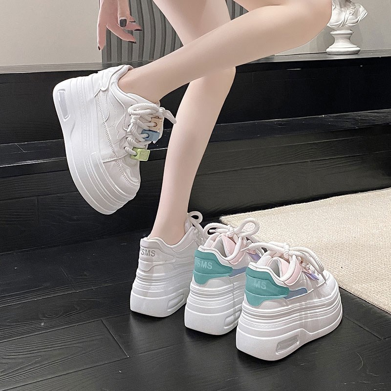 厚底小白鞋女2024春季新款8cAm增高休闲板鞋小众设计感百搭运动鞋