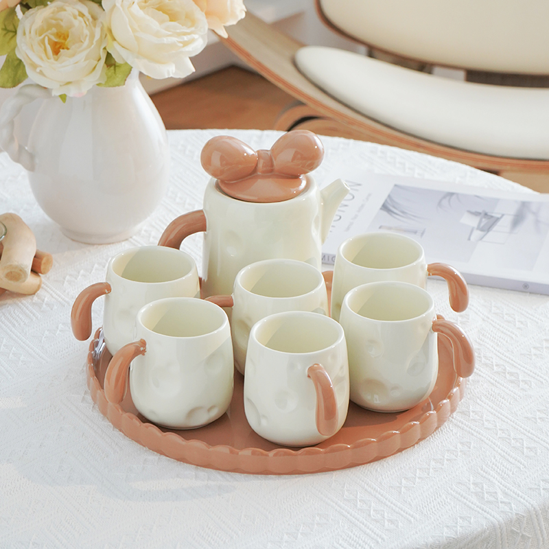 陶瓷冷水壶套装茶杯水杯凉水壶家用大容量耐高温水具茶具乔迁新居