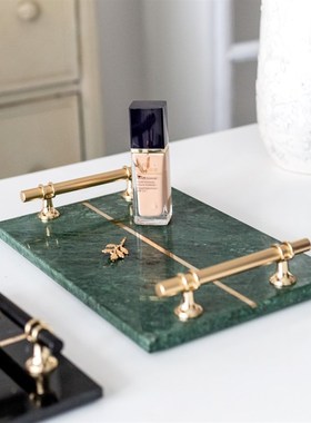 轻奢天然大理石托盘客厅茶几桌面整理托盘香薰置物盘样板间摆件