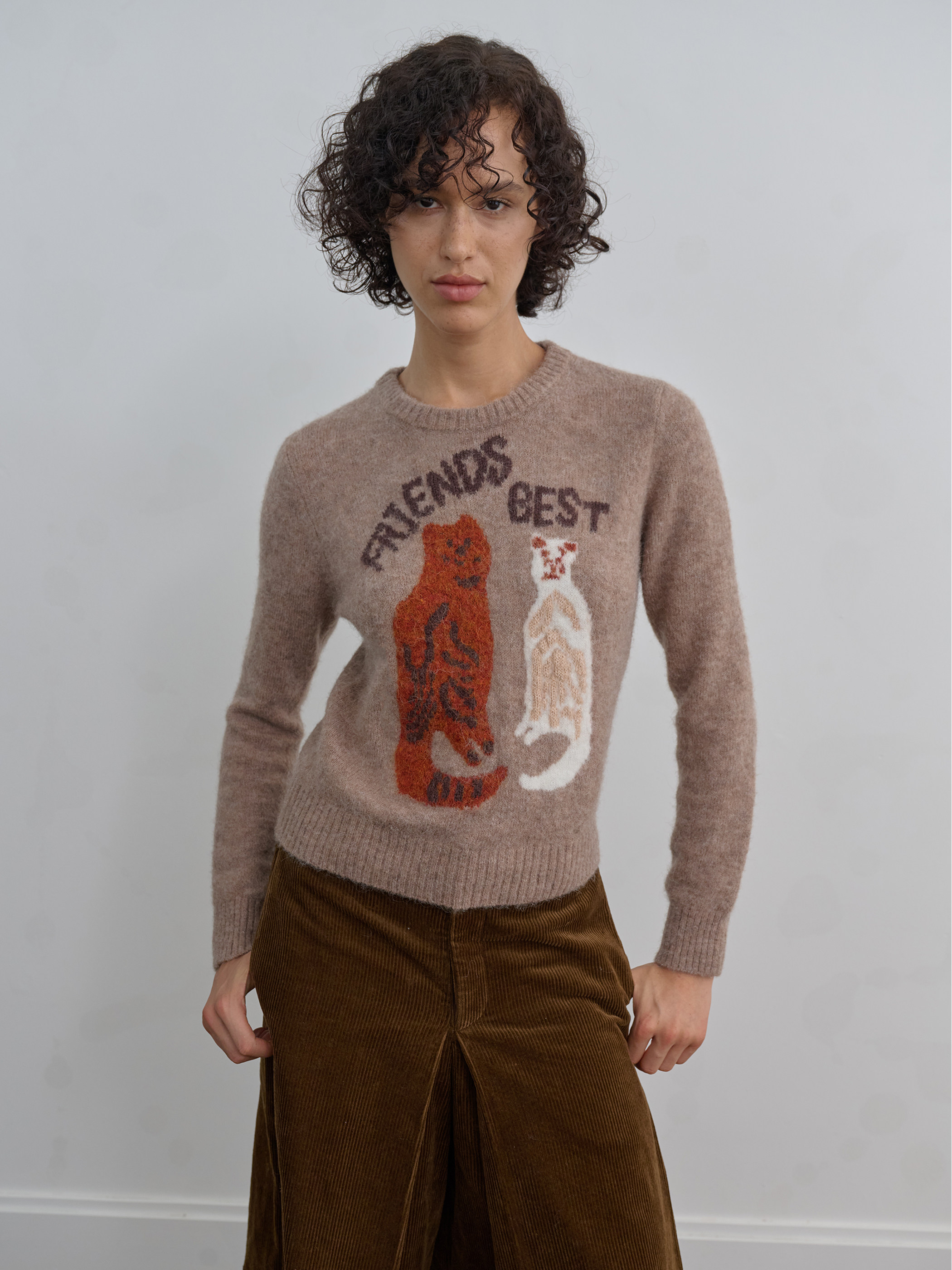 Cat Pattern Alpaca Sweater: Round Neck Wool Knit - Taobao product photo 4