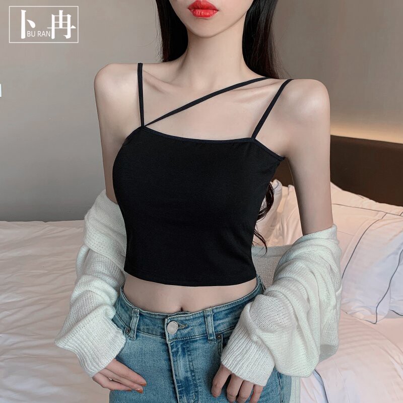 极速黑色吊带背心女夏外穿t设计感小众内搭带胸垫网红打底美背挂