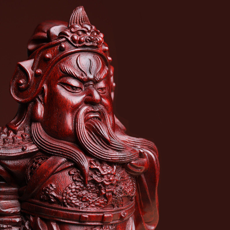 极速小叶紫檀木雕Q版关公关二爷摆件F手把件家居汽车中控装饰品檀