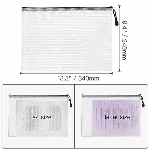 新品18Pcs Plgastic Mesh Zip Document Holder, Letter Size Wat