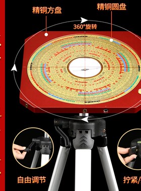 新品全铜八面激光综合罗盘十字绿光高精度专业随p身携带指南针定