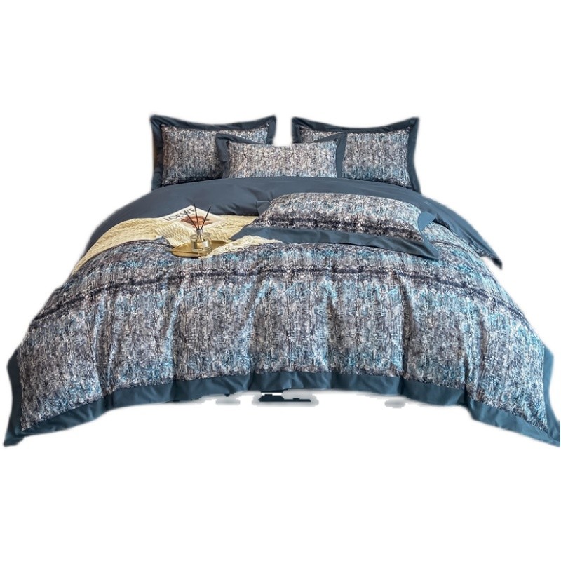 极速美式轻奢100支双面轻磨毛四件套秋冬季全棉加S厚床单被套床品