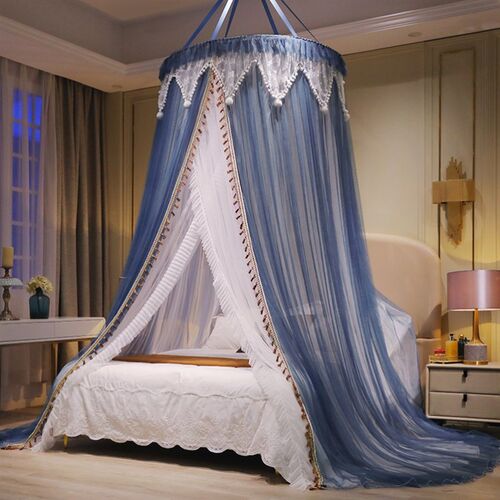 新品圆顶蚊帐防尘双层o床幔免安装家用卧室公主风单双人床吊顶吸