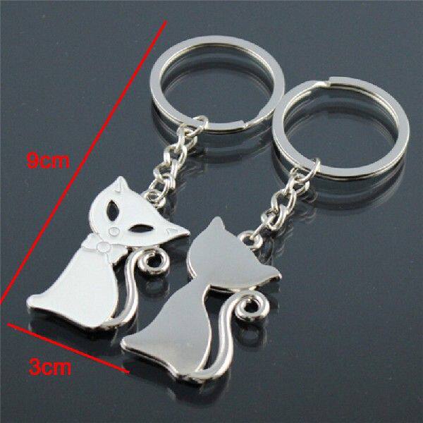 极速Hot Sale Cute Couple Cat Keychain For LoversT Alloy Fash