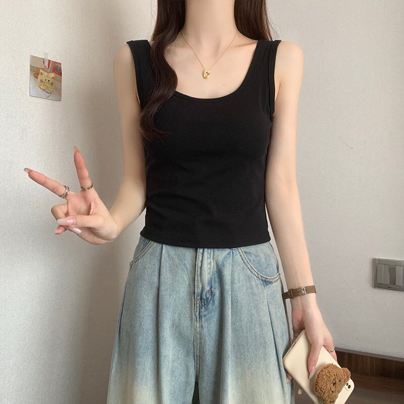 新品大码纯欲吊带背心女内搭夏2025新款胖mm显瘦短款打.底无袖上