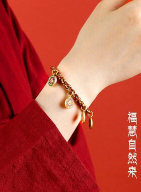 新品唐卡手链藏族风手工编织黄白黑绿红I五路财神送情侣闺蜜情人