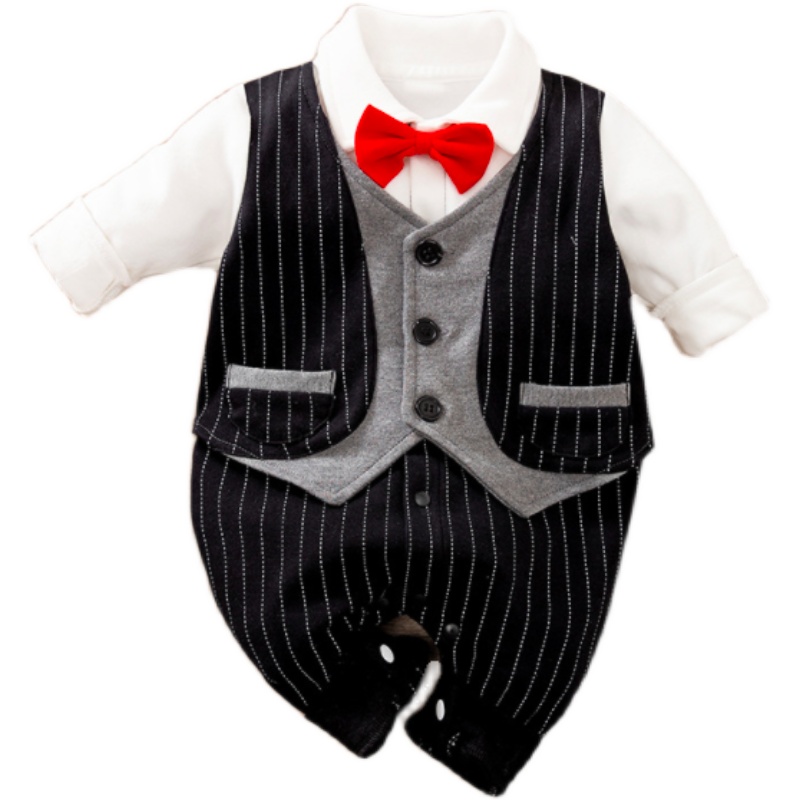 速发Baby Boy Clothes Long Sleeve Rompers Gentleman Jumpsuit