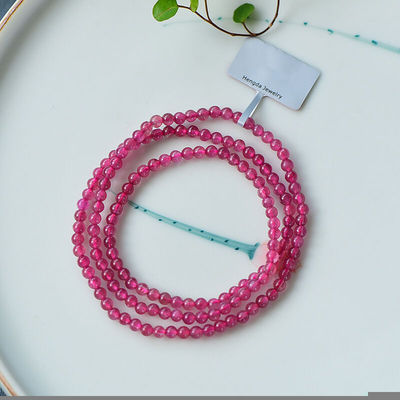 极速旭元天然水晶老矿巴r西粉碧玺三圈粉色水晶手串饰品手錬女珠
