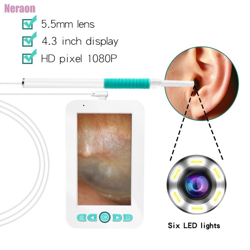 极速1080P 4.3 inch HD display 5.5mm ear endoscope viXdeo Ers