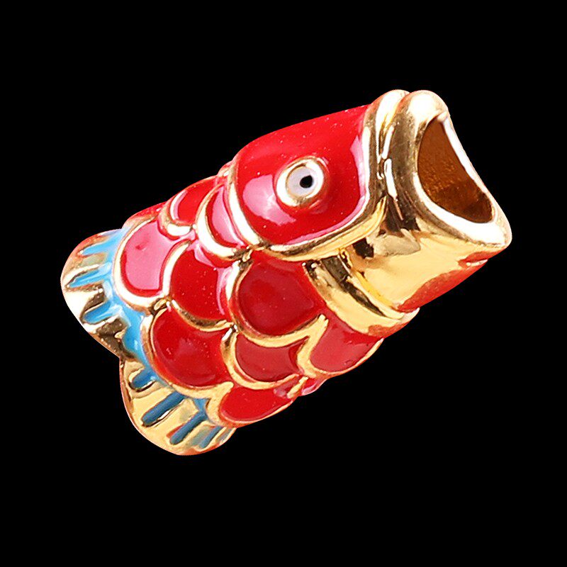 新品红锦鲤小鲤鱼金属镀金饰v品配件手工编织手链项链吊坠配饰diy