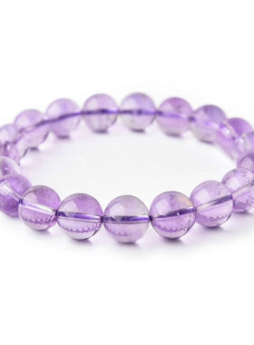 极速FLZX5A级冰种薰衣草紫玉手錬浅紫色紫M水晶薰衣草紫色水晶单