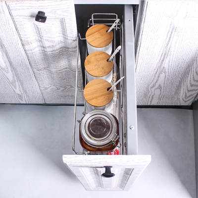 速发厨房抽屉式窄柜侧挂不锈钢调味拉篮 200小尺寸阻尼双层储物调