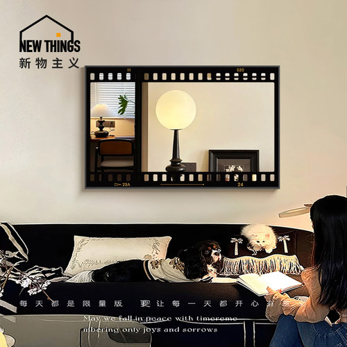网红底片镜子装饰画 画小众艺术饭厅壁画 画覆古客厅沙发背景墙镜