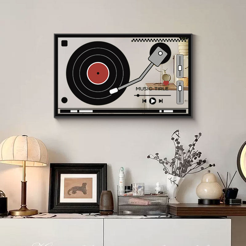 《唱片》复古客厅镜面装饰画小众艺术沙发背景墙挂画胶片镜子壁画