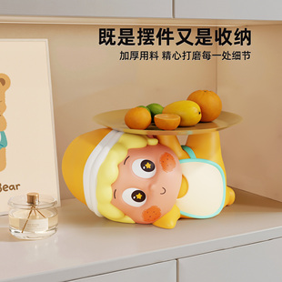 星星人钥匙收纳玄关摆件礼物电视柜桌面时钟入户放钥匙托盘置物架