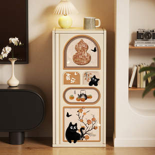 中式复古风斗柜客厅靠墙储物收纳柜电视柜旁小边柜钢制铁皮柜立柜