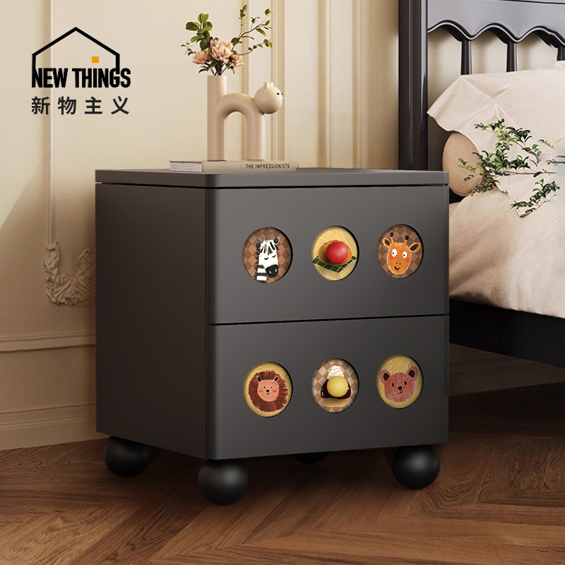 中古风实木床头柜家用卧室2025新款储物柜儿童房小边几创意置物架