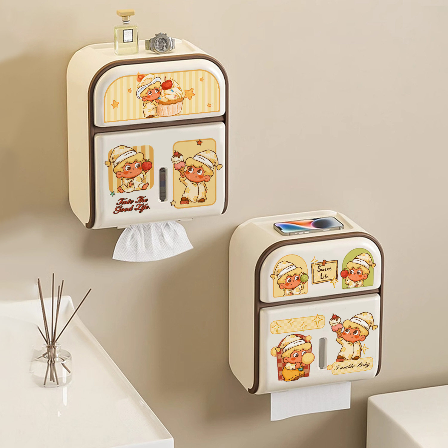 创意浴室纸巾盒卫生间壁挂式卷纸收纳盒防水抽纸盒洗脸巾置物架子