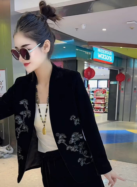 欧货重磅2026年春季新款刺绣丝绒显瘦外套高级感穿搭漂亮上衣女装