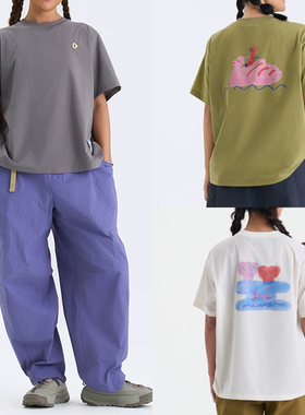 渃素然2026女士夏季新品旅行吸湿速干洞洞布涂画短袖T恤A0261TS32