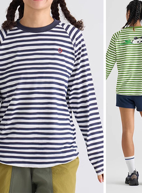 渃素然24新款女士新品冬户外磨毛条纹misaki图案长袖T恤A0243TS35