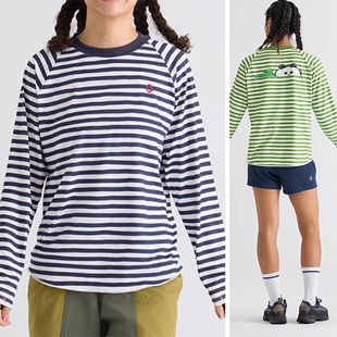 T恤A0243TS35 冬户外磨毛条纹misaki图案长袖 渃素然24新款 女士新品