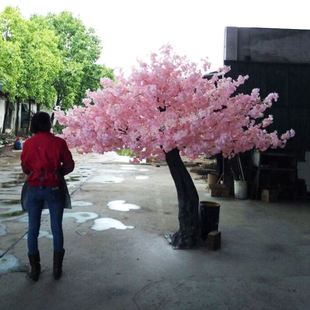 厂家制作 娟布干花樱花枝 商场大堂摆放花树桃花 大型仿真樱花树