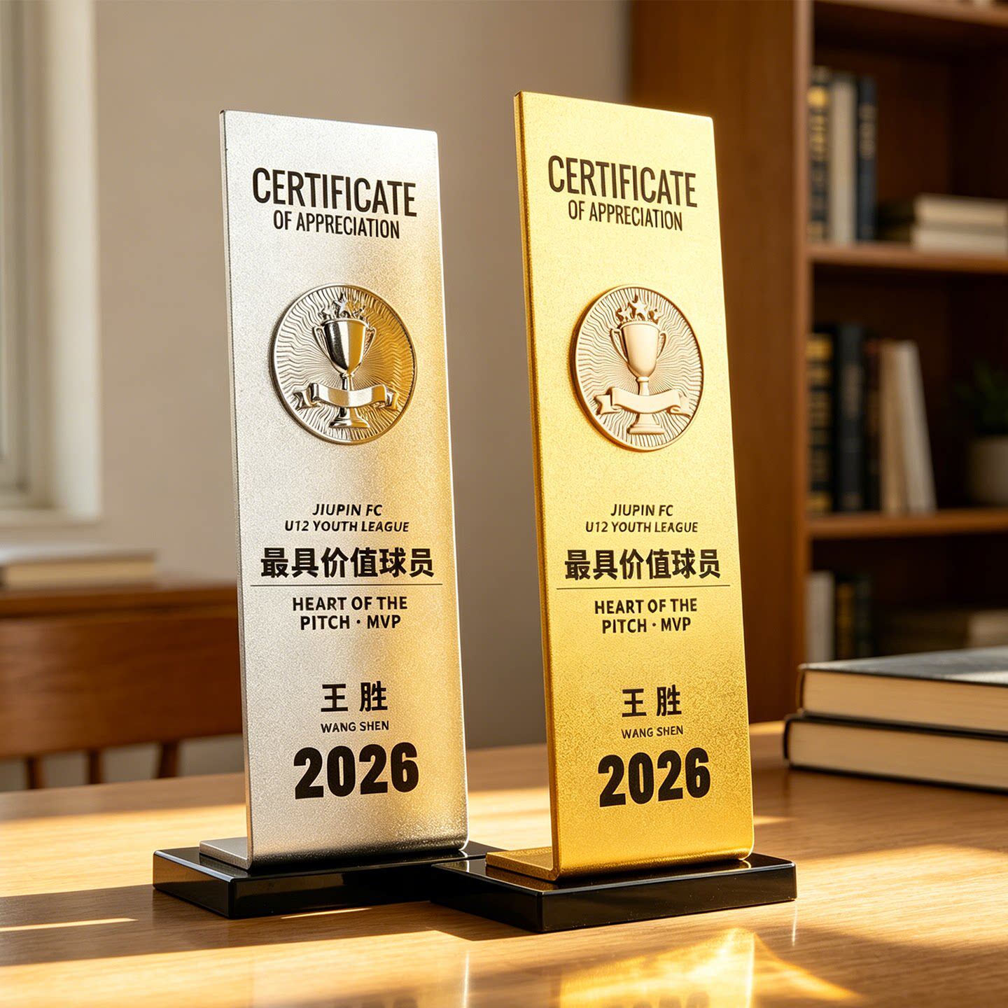 金属水晶奖杯2026企业年会徽章周年纪念加盟优秀员工奖杯定制