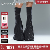 伊能静同款 25秋厚底增高过膝靴 管水钻款 DAPHNE LAB方糖过膝靴大裤