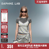 LAB26SS 假两件短袖 t恤短裤 DAPHNE 套装 错序叠穿千禧感春日拼接