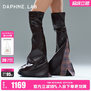 张靓颖同款DAPHNELAB方糖过膝靴大裤管2025秋冬厚底增高过膝靴