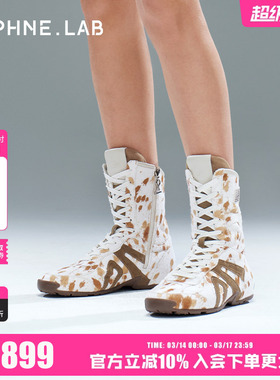 孙胜完同款DAPHNELAB方糖拳击靴复古摩登猎装靴绑带靴拳击靴短靴