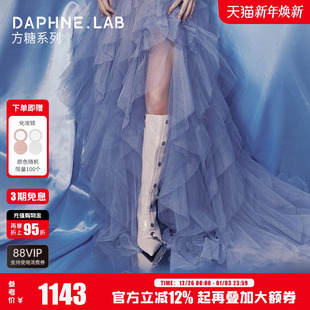 复古尖头收腿高跟靴 方糖系列排扣靴时尚 Jennie同款 DAPHNELAB