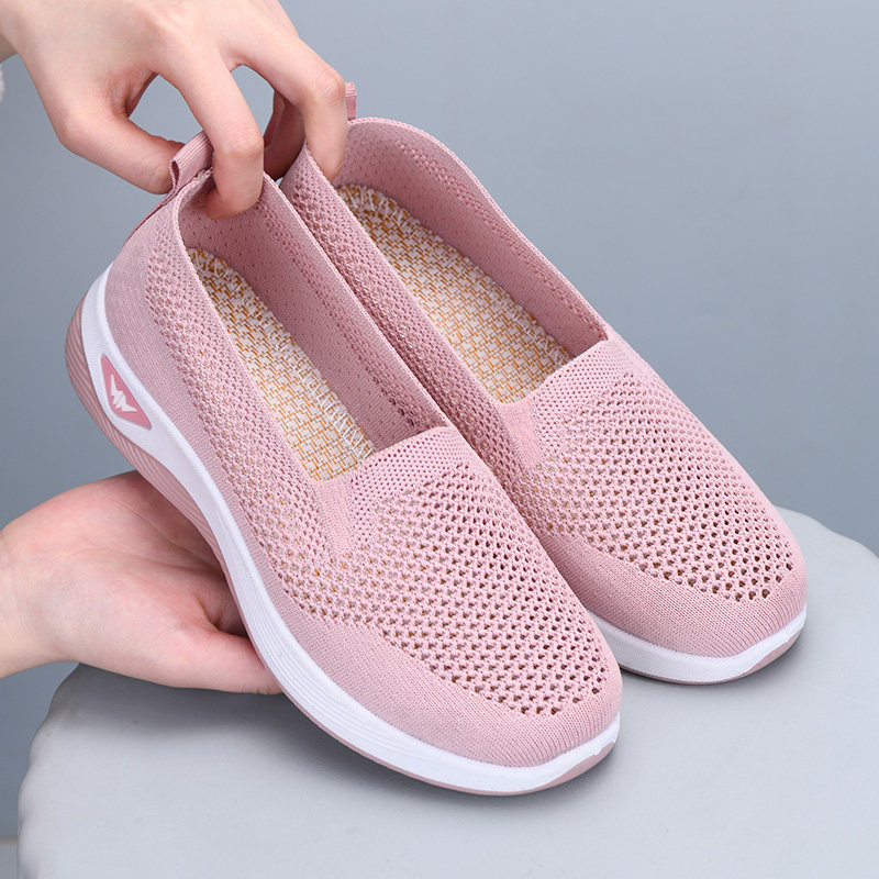 夏季新款老北京布鞋女透气网面妈妈鞋镂空软底一脚蹬休闲运动网鞋