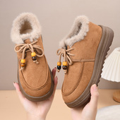 老北京棉鞋 女士厚底短靴 棉靴加厚防滑休闲鞋 女冬季 加绒保暖妈妈鞋