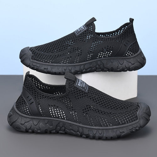 夏季老北京布鞋男新款透气网面爸爸鞋防滑软底一脚蹬镂空男士网鞋