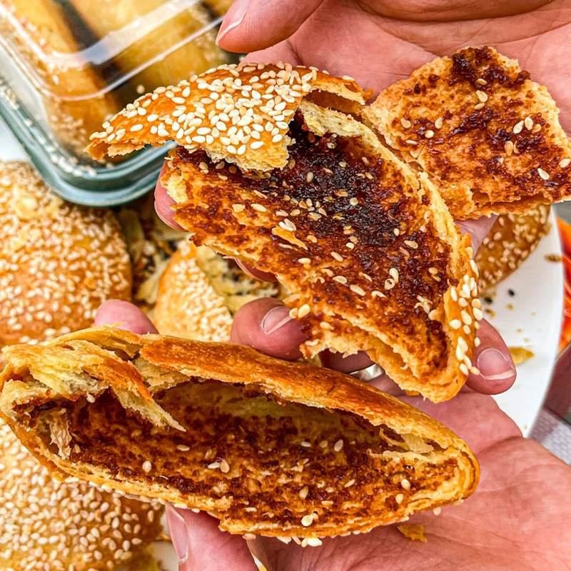 山西吕梁特产空心月饼空壳红糖胡麻油月饼老式传统手工礼盒