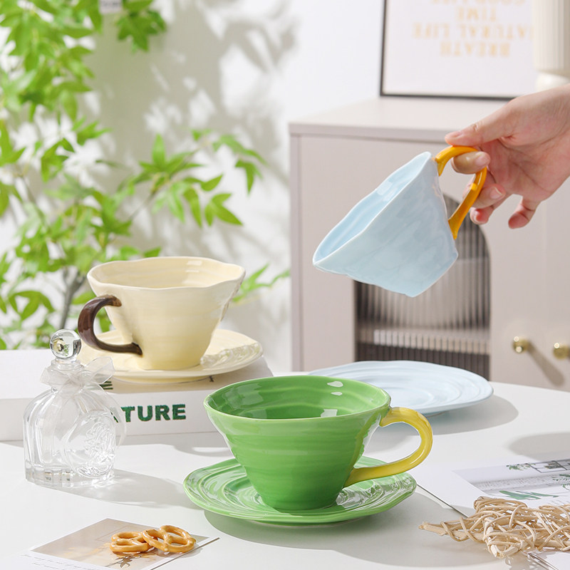杯子陶瓷精致咖啡杯高级感轻奢高颜值小清新咖啡杯碟套装拿铁拉花