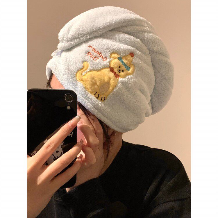 可爱小狗干发帽女超强吸水速干包头发毛巾珊瑚绒加厚洗头浴帽学生