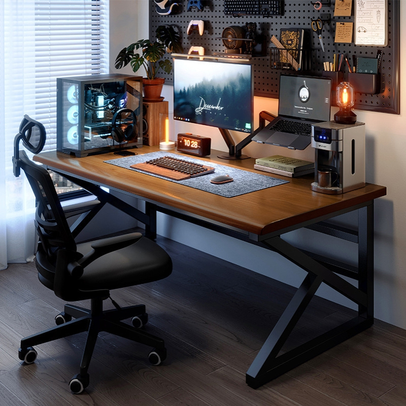 实木电脑桌台式家用简约办公桌卧室学生书桌电竞桌长条桌子工作台