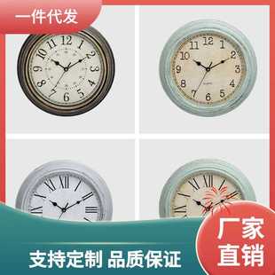 圆形轻奢 ?挂钟客厅家用时尚 大气装 饰美式 复古石英钟表静音欧式